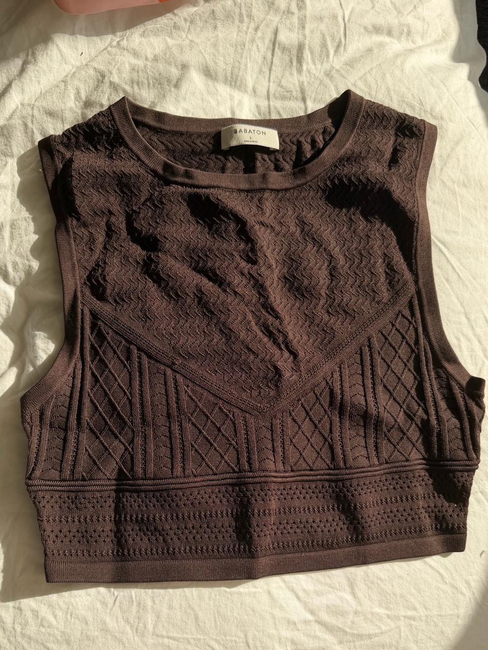 Babaton Chocolate Brown Knit Cropped Tank